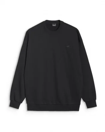 Hanorac unisex  oversize, bumbac/poliester, negru, fara fermoar, fara gluga