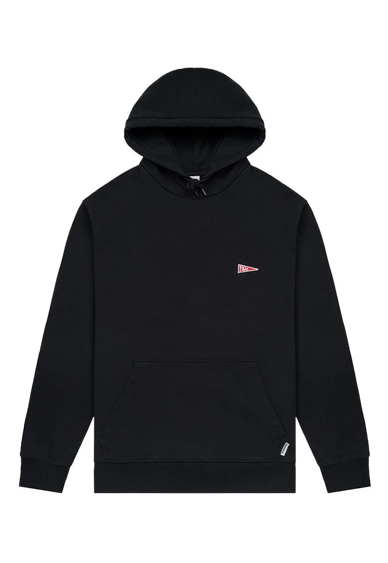 Hanorac barbati  fleece, negru, bumbac, cu gluga si buzunar cangur,
