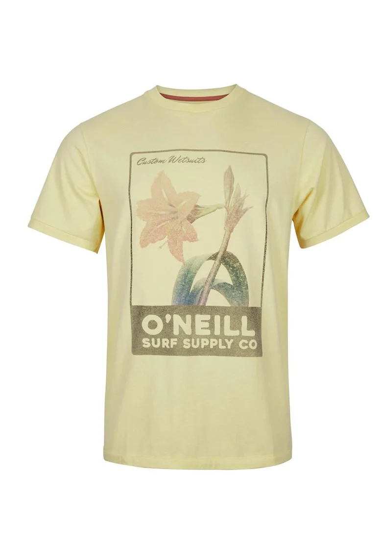 Tricou barbati  croiala lejera, decolteu rotund, galben, bumbac,