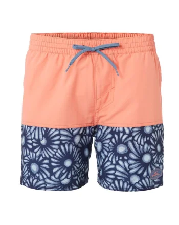 Costum de baie pentru barbati  design modern, talie elastica, corai si albastru, material rapid uscare