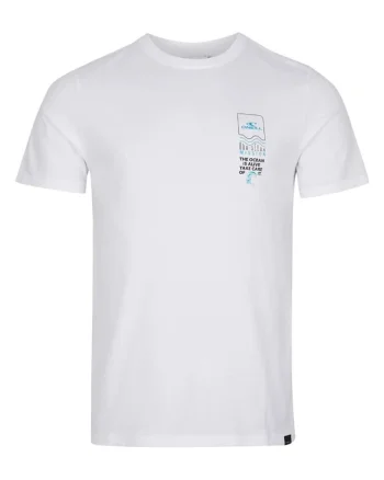 Tricou barbati  croiala regulata, imprimeu, alb, bumbac