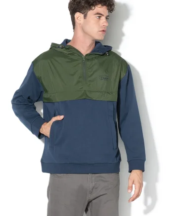 Hanorac lejer, cu segment contrastant Lyle, Verde/Albastru
