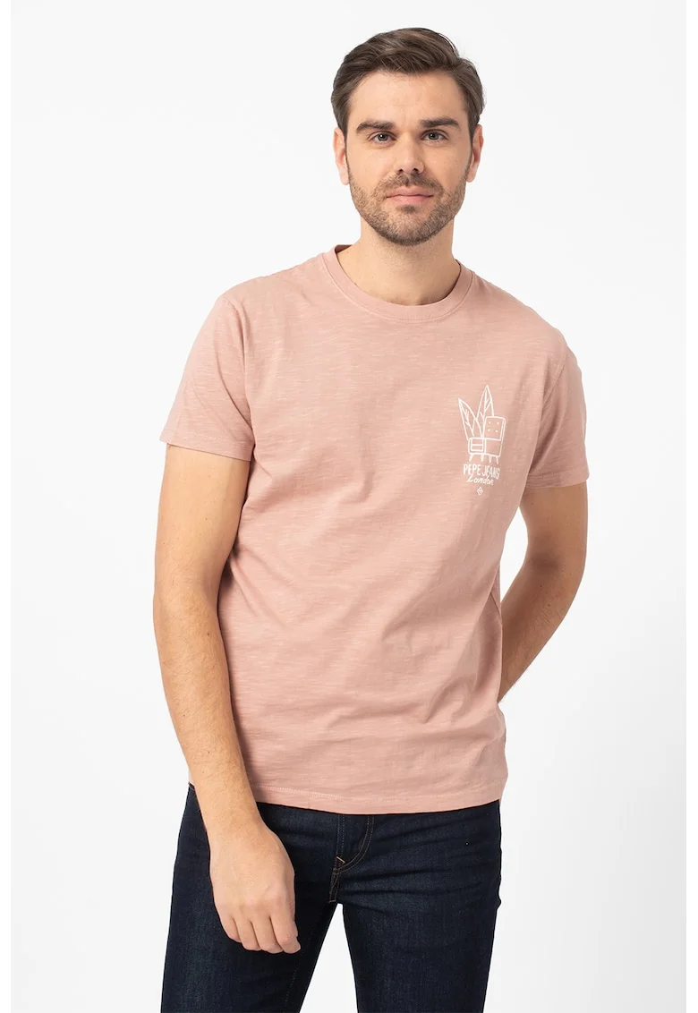 Tricou cu decolteu la baza gatului Elmo, Roz prafuit