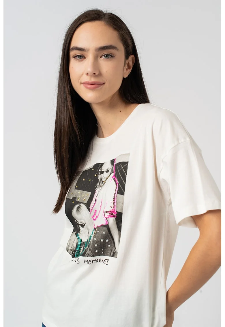 Tricou cu imprimeu foto Aria, Verde/Negru/Alb murdar