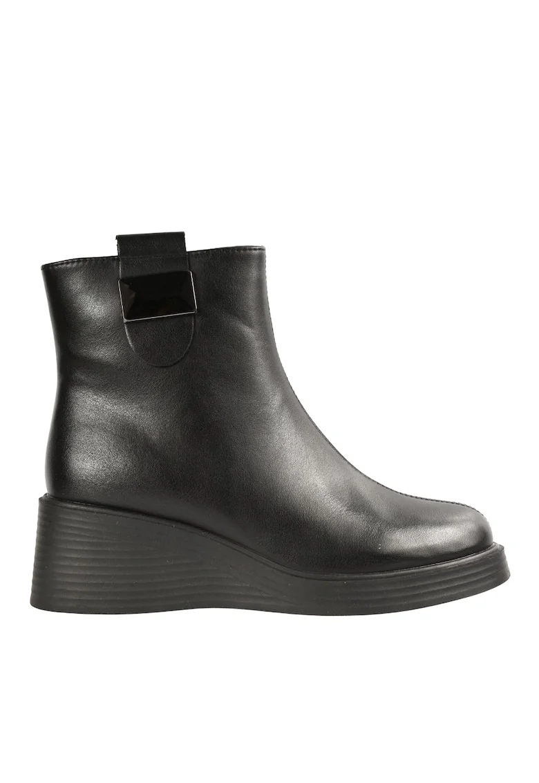 Ghete casual, dama, piele naturala,  WB70007, Negru