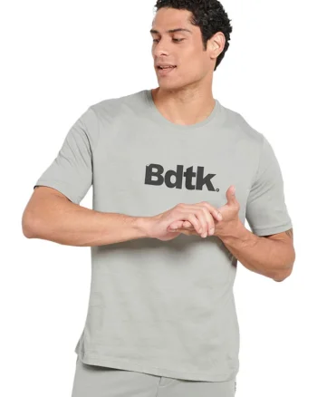 Tricou barbat Bdtk, maneca scurta, gri, bumbac, croiala regulata,