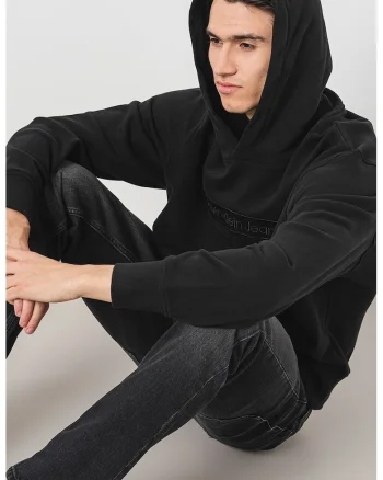 Hanorac din bumbac organic cu logo brodat, Negru