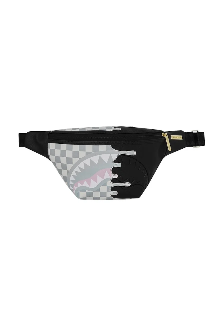 Borseta de piele ecologica cu model, Negru/Gri deschis