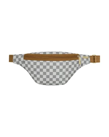 Borseta de piele ecologica cu model, Alb/Gri cenusiu/Caramel