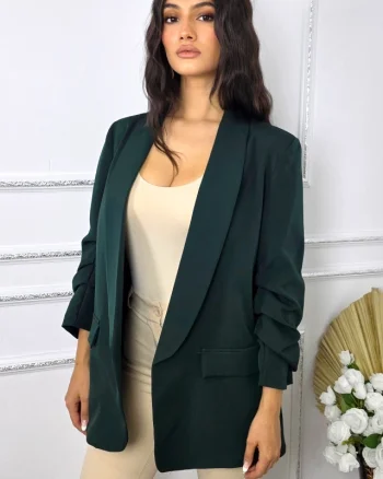 Sacou office Alessia, cu buzunare decorative, Verde inchis, Marime S/M
