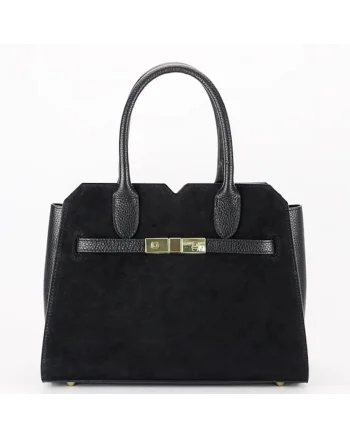 Geanta medie din piele naturala 8908 M9, Negru, 23x30x13