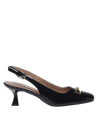 Pantofi slingback de piele, Negru