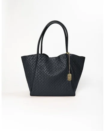 Geanta tote din piele cu accesoriu detasabil cu logo, Negru antracit
