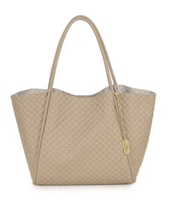 Geanta tote din piele cu accesoriu detasabil cu logo, Bej inchis