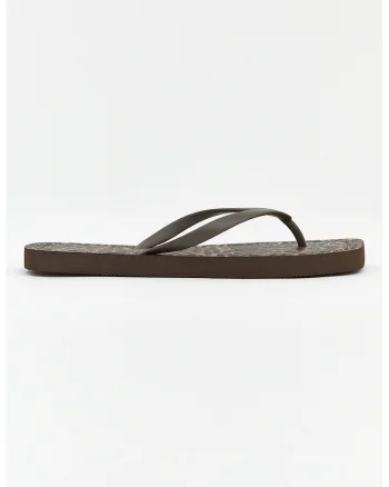 Papuci flip-flop cu varf rotund, Maro inchis/Bej