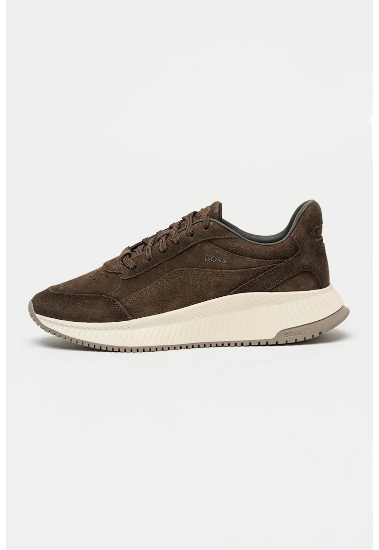Pantofi sport din piele intoarsa cu detaliu logo Ttnm Evo Runn, Maro inchis