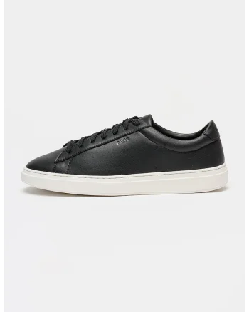 Pantofi sport Kieran de piele cu logo stantat, Negru/Negru stins