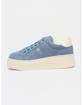Pantofi sport din piele intoarsa cu talpa flatform Lyzz, Albastru prafuit