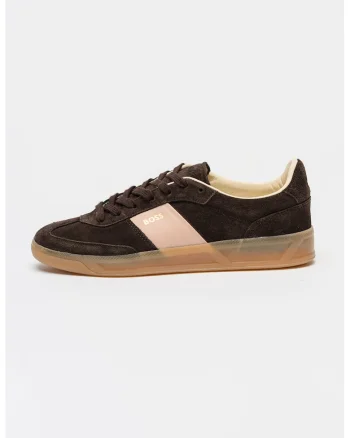Pantofi sport din piele intoarsa cu logo Brenta, Maro inchis/Roz
