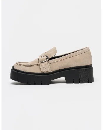 Pantofi loafer din piele intoarsa Kris, Maro nisip