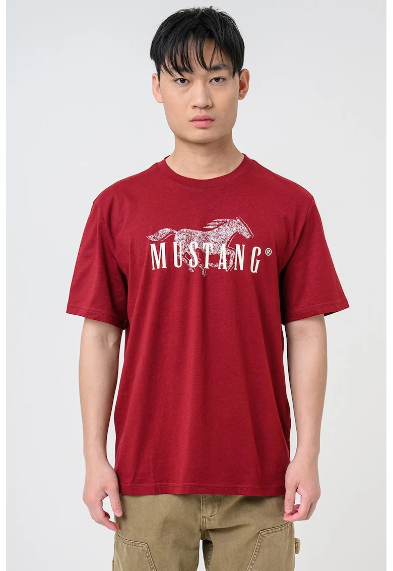 Tricou din bumbac cu imprimeu logo Austin, Visiniu inchis