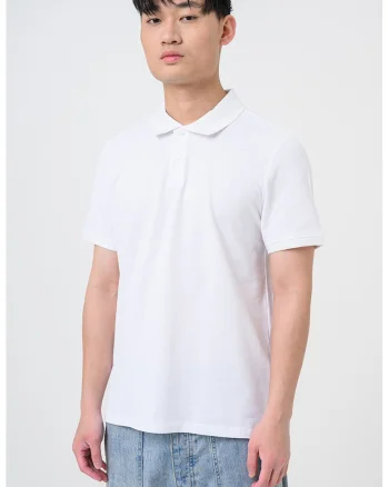 Tricou polo uni, Alb