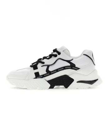 Pantofi sport cu talpa wedge si garnituri din piele ecologica, Alb/Negru
