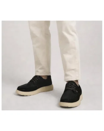 Pantofi casual, barbati,  SM-3 negru, piele nabuc, Negru