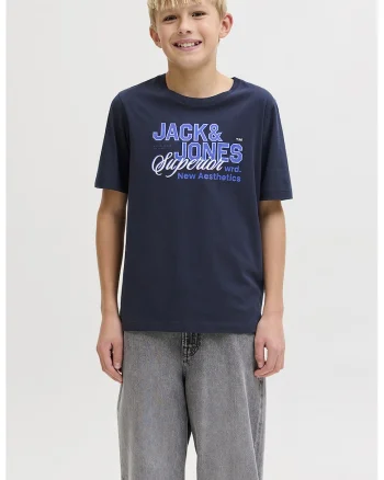 Tricou din bumbac organic cu imprimeu logo, Bleumarin