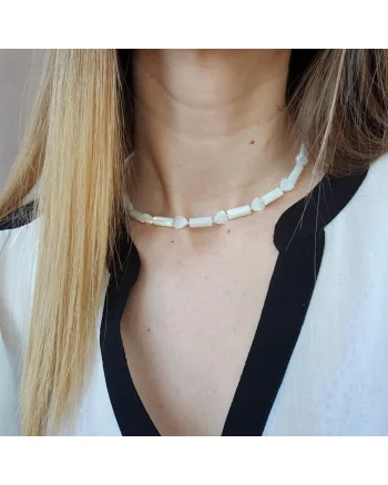 Colier din sidef natural si argint 925, 41 cm