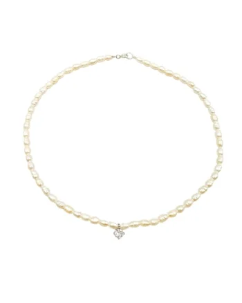 Colier Cristal Drop din perle de cultura si argint 925, 37 cm