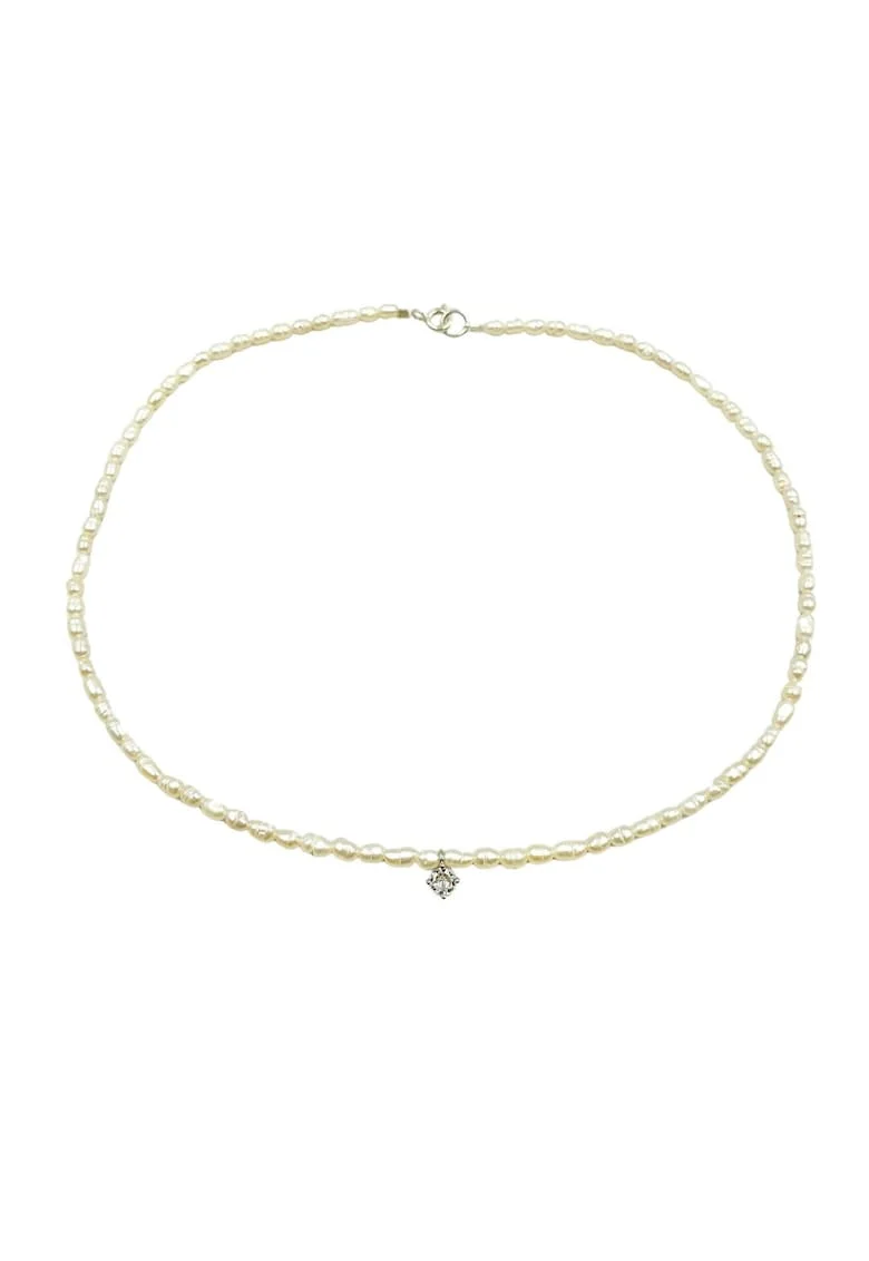 Colier Small Cristal Drop din perle de cultura si argint 925, 37 cm