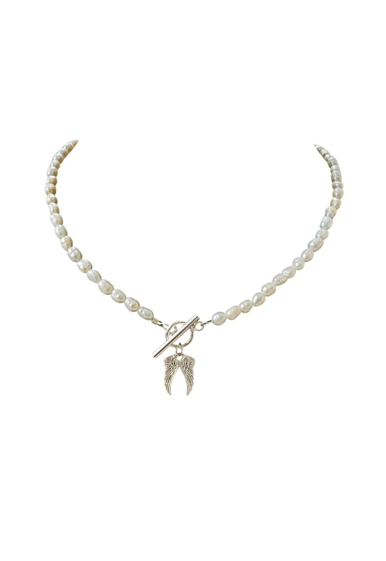 Colier Angel Wings din perle de cultura si argint 925, 40 cm