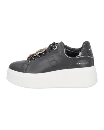 Pantofi sport din piele si piele ecologica, Negru