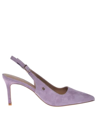 Pantofi slingback de piele intoarsa cu varf ascutit, Lila