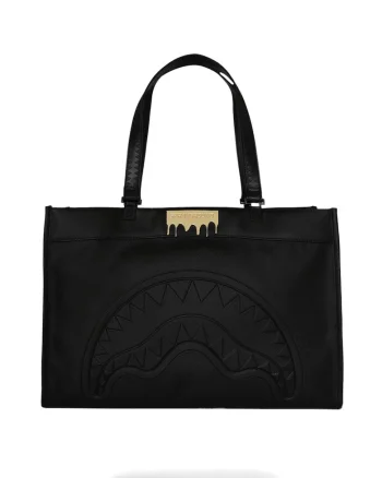 Geanta shopper de piele ecologica cu imprimeu logo, Negru