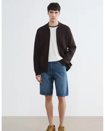 Pantaloni scurti regular-fit din denim cu aspect decolorat, Albastru indigo