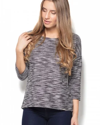 Bluza dama  stofa melange, maneci 3/4, croiala larga, Gri