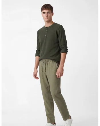 Pantaloni din bumbac cu snur, Kaki