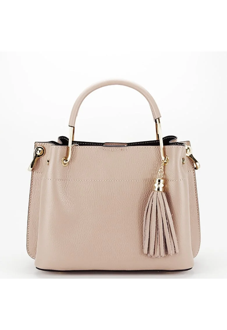 Geanta medie din piele naturala, 8939 122, Roz, 20x26x13