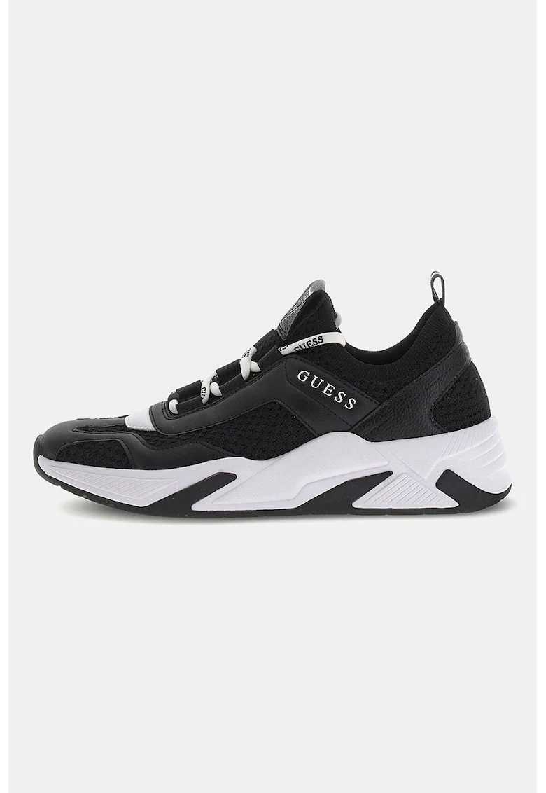 Pantofi sport de piele ecologica si plasa, Negru