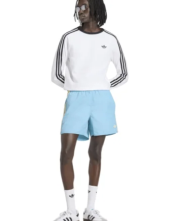 Pantaloni scurti cu logo si buzunare laterale Sprinter, Galben pai/Albastru glaciar