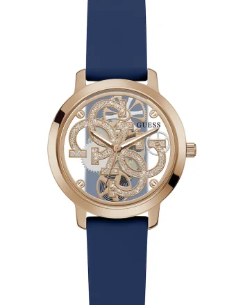 Ceas cu mecanism vizibil, Auriu rose/Bleumarin