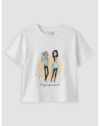 Tricou cu imprimeu grafic, Portocaliu/Alb optic/Albastru