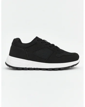 Pantofi sport low-cut din material textil, Negru