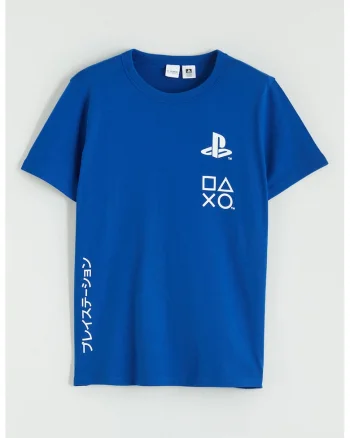 Tricou din bumbac cu imprimeu, Alb/Albastru royal