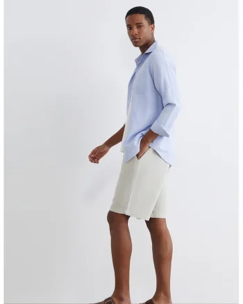 Pantaloni scurti din bumbac cu snururi, Alb fildes