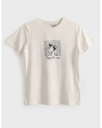 Tricou cu imprimeu grafic, Alb murdar