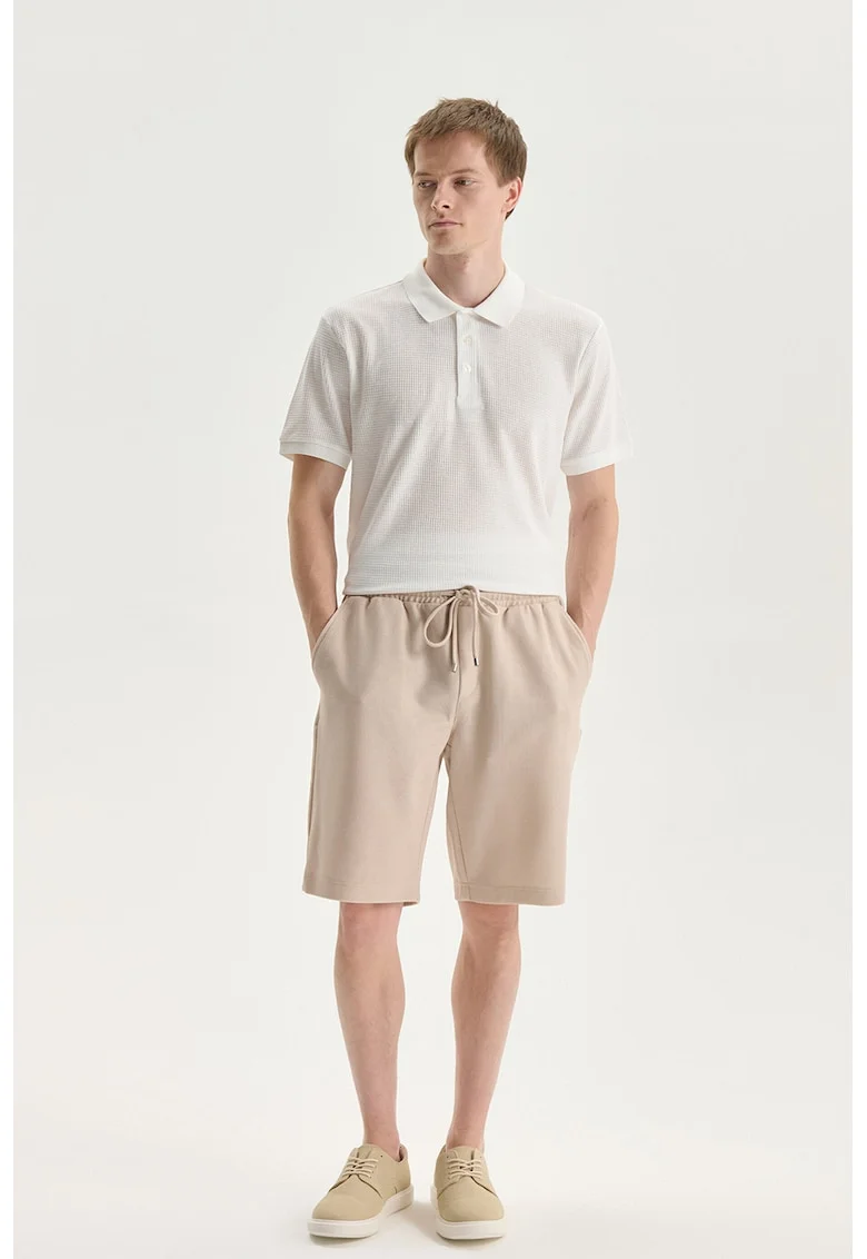 Pantaloni scurti de trening cu aspect texturat, Bej deschis