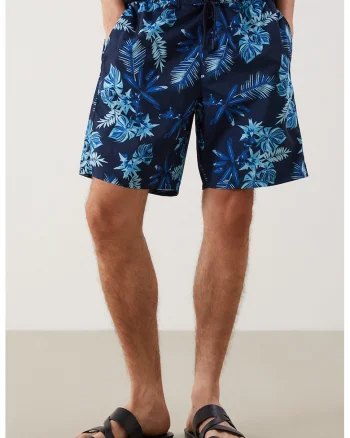 Pantaloni scurti de baie cu model, Albastru/Bleumarin